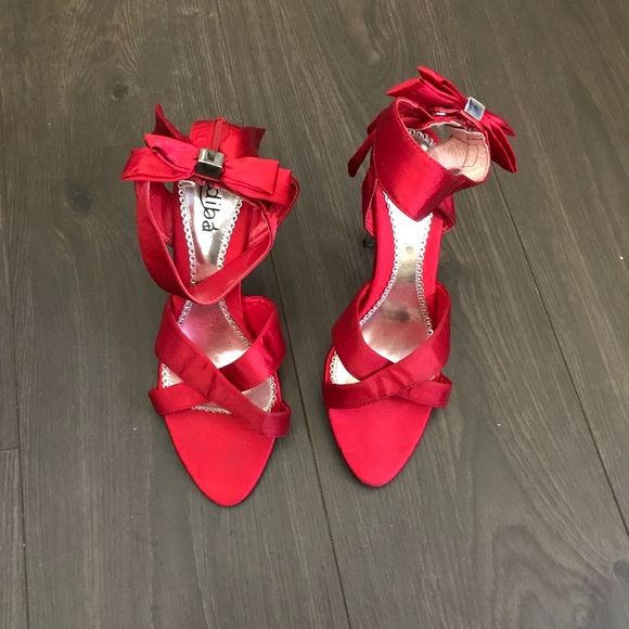 red evening sandals